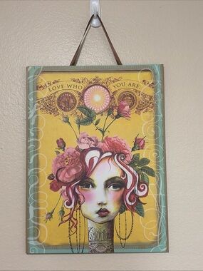 PAPAYA ART Bohemian Girl ROSE Love Who You Are POSTER Wall Art Hanging 16" x 12
